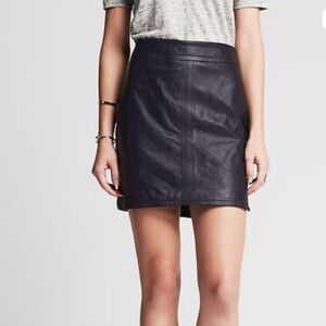 Banana Republic genuine leather black miniskirt